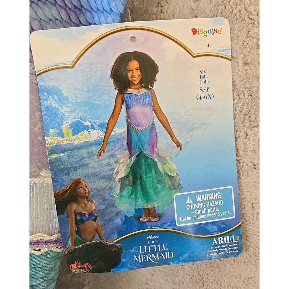 Disney Little Mermaid Premium Satin Scale Costume Gown Girls S 4-6x Halloween